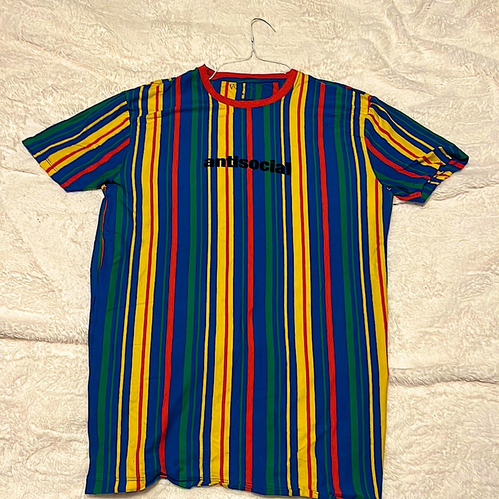Multi Colored Striped Vox Populi “Antisocial” Tee